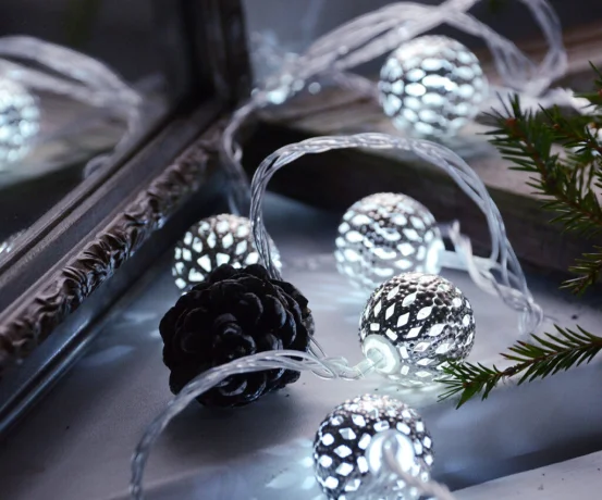 Диодная гирлянда "Серебряные шарики" (металл)